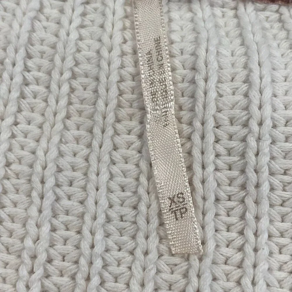 Free People Cream Cropped Bell Sleeve Sweater Women XS Boho Knit V Neck Top